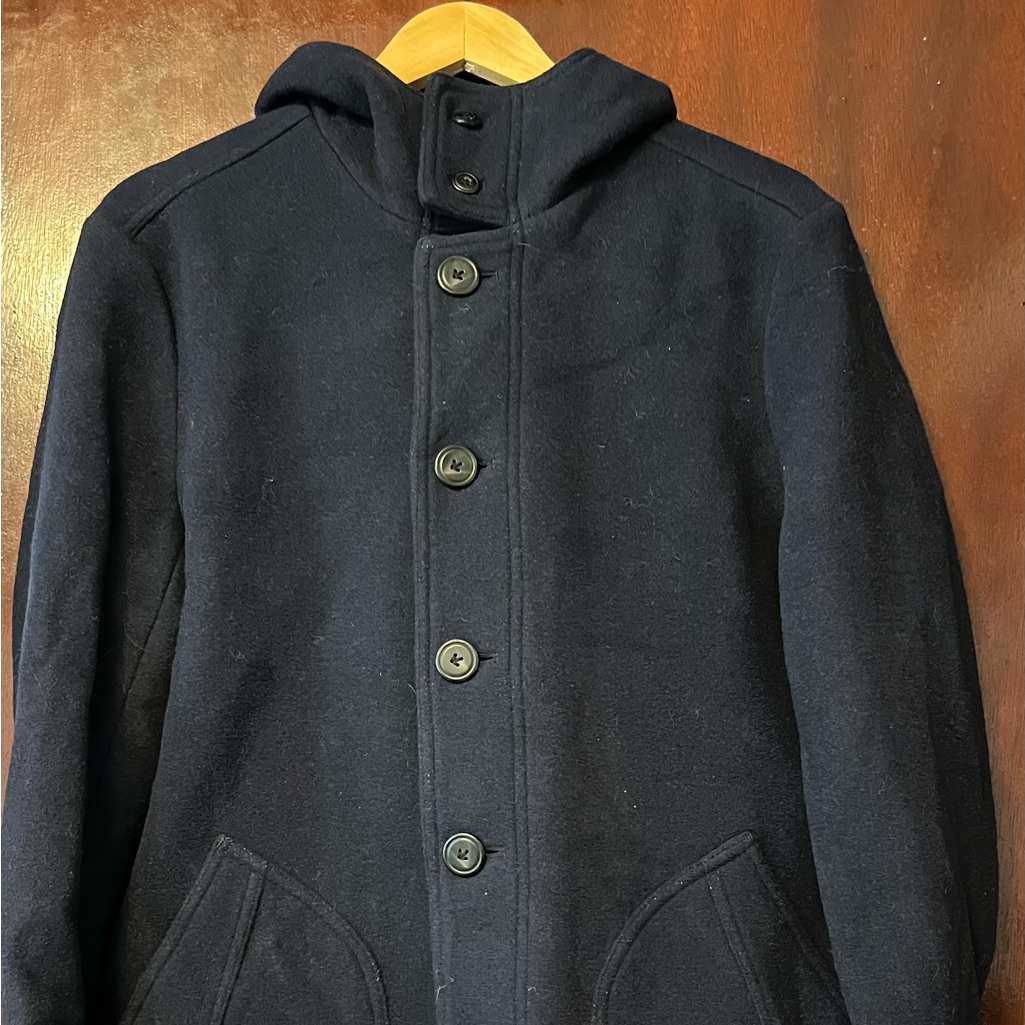 Men’s Ons Running Dark Blue Hooded Pea Coat